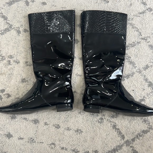 Coach FRESNA Patent Leather Knee-High Boot Black 7 riding croc embossed 7B - Picture 8 of 16